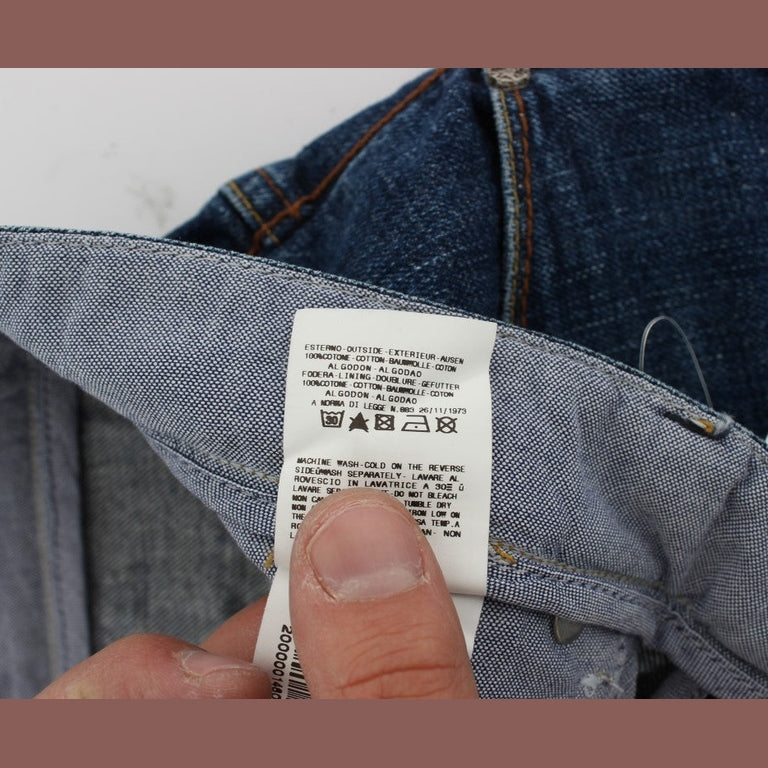 Acht Blue Wash Cotton Baggy Loose Fit Jeans
