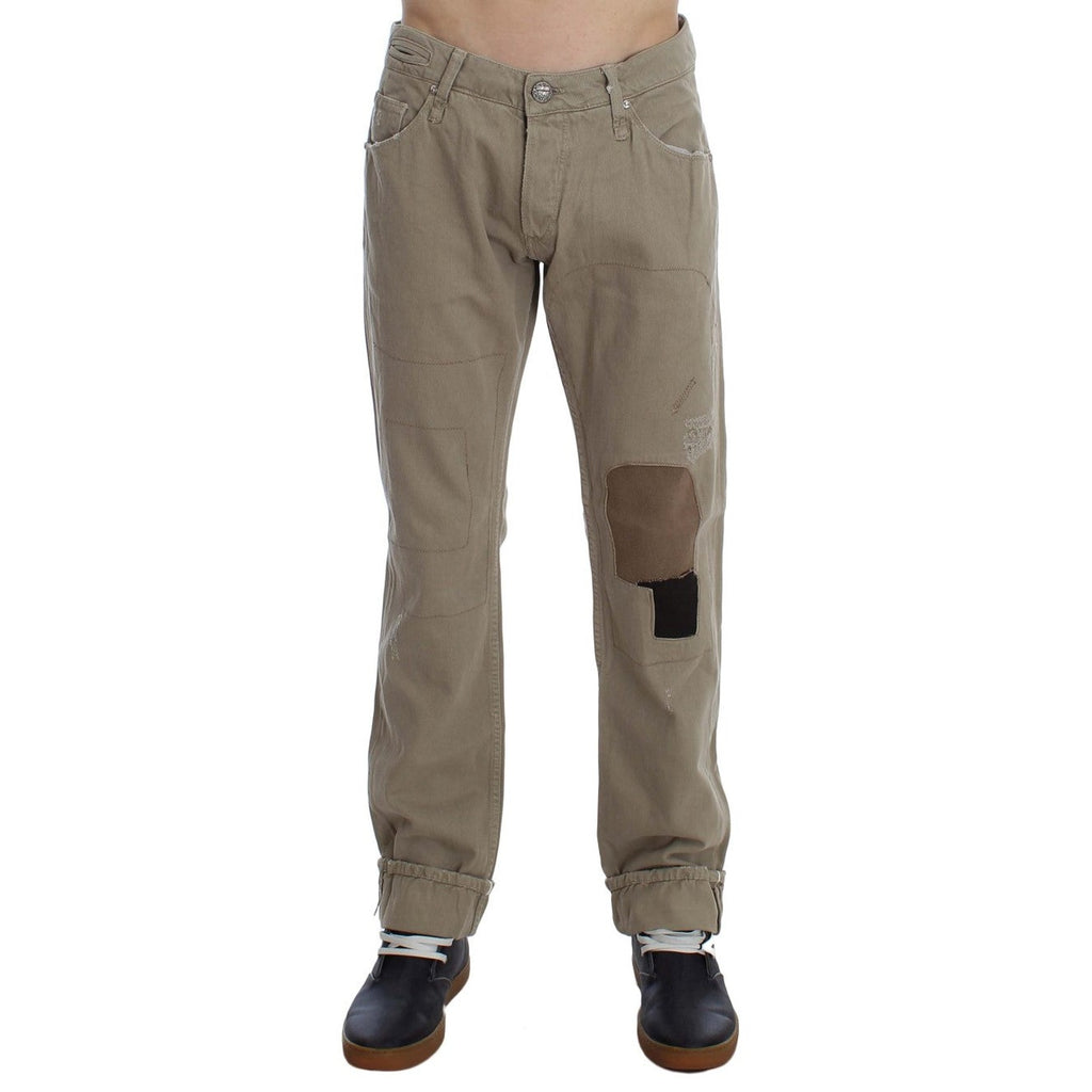 Acht Beige Cotton Patchwork Jeans
