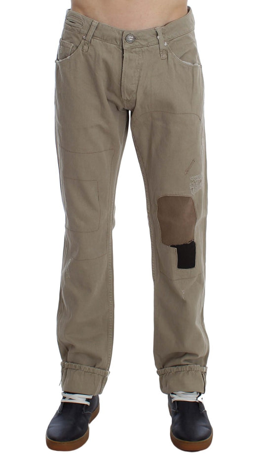 Acht Beige Cotton Patchwork Jeans Acht