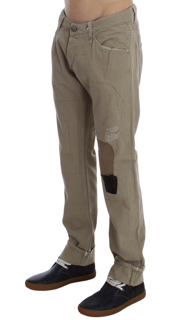 Acht Beige Cotton Patchwork Jeans Acht