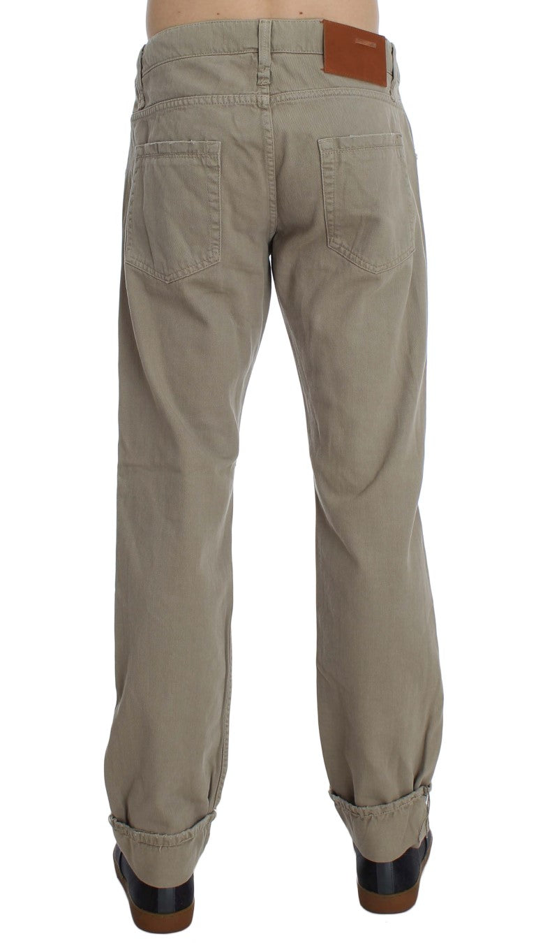 Acht Beige Cotton Patchwork Jeans Acht