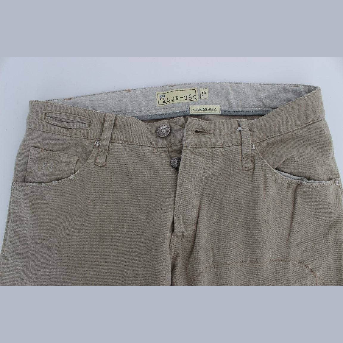 Acht Beige Cotton Patchwork Jeans