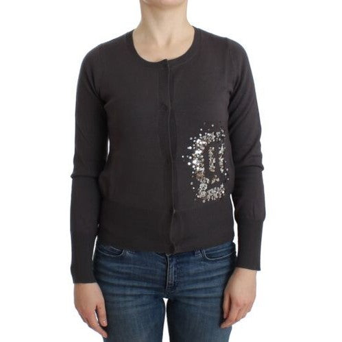 John Galliano Purple Wool Sequined Cardigan Knit Sweater