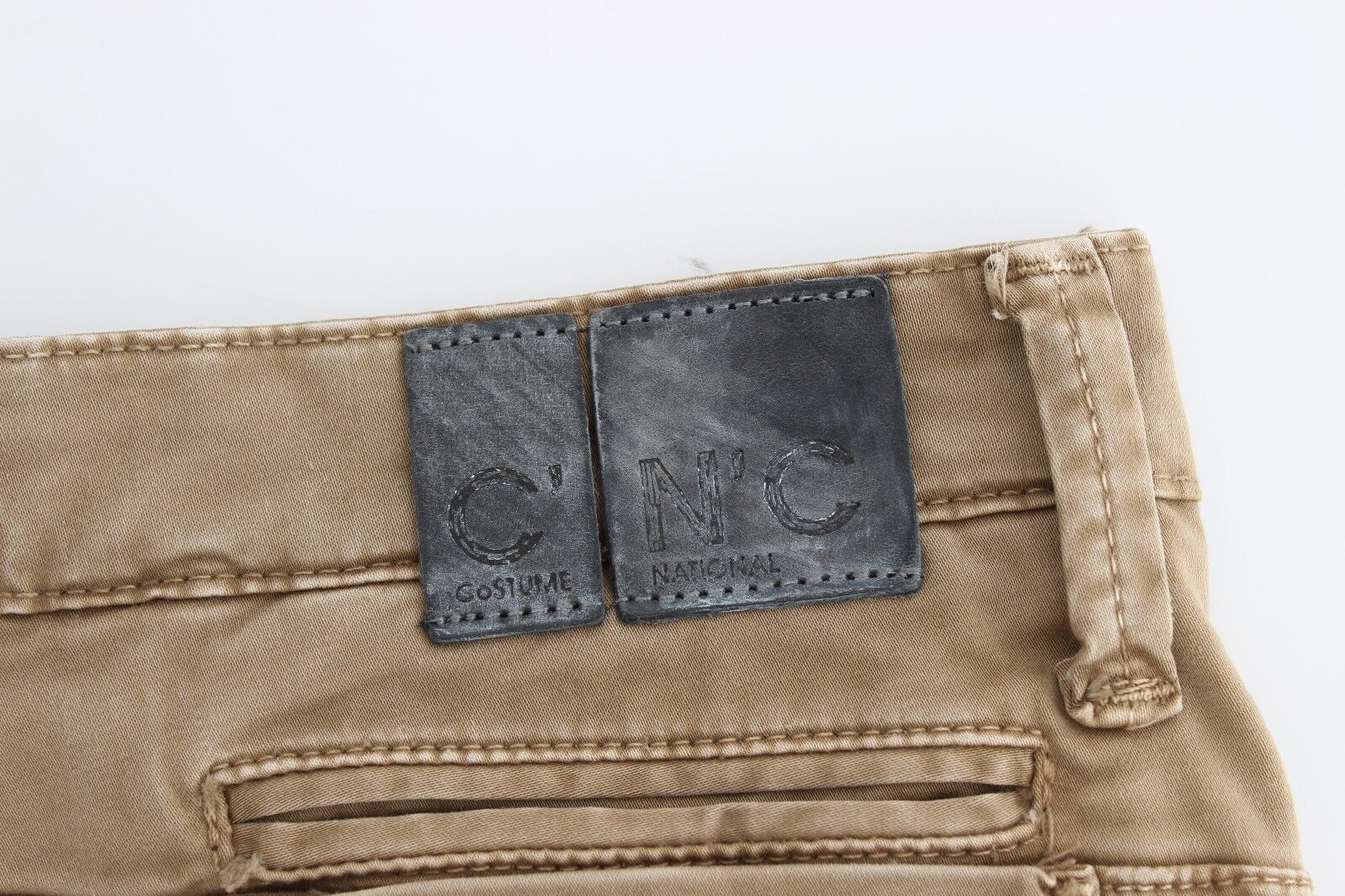 Costume National Beige Straight Leg Denim Pants Stretch Jeans Costume National
