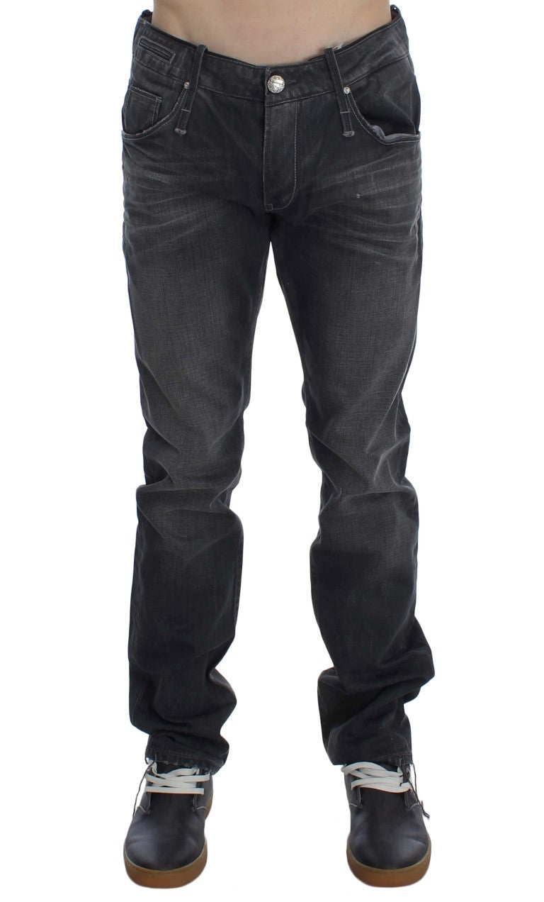 Acht Gray Cotton Regular Low Fit Jeans Acht