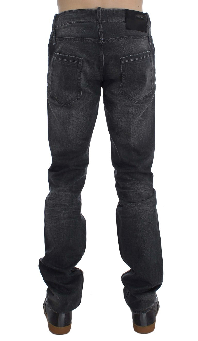 Acht Gray Cotton Regular Low Fit Jeans Acht