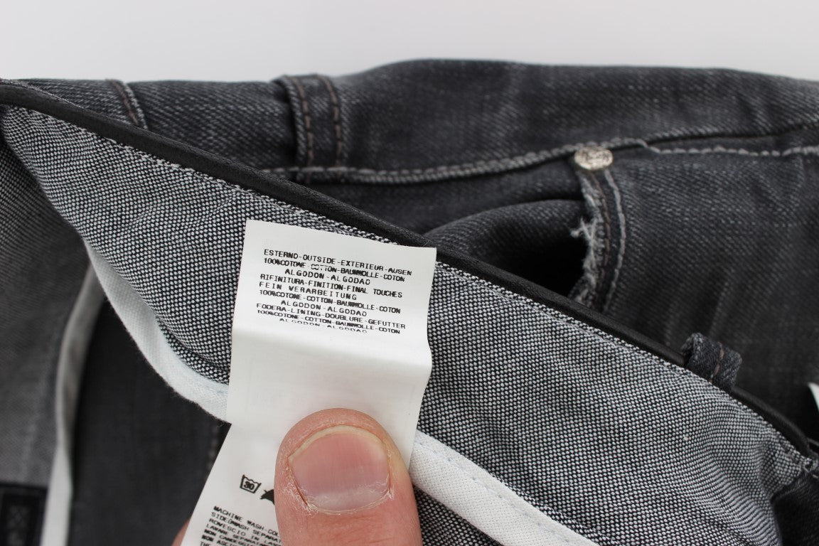 Acht Gray Cotton Regular Low Fit Jeans Acht