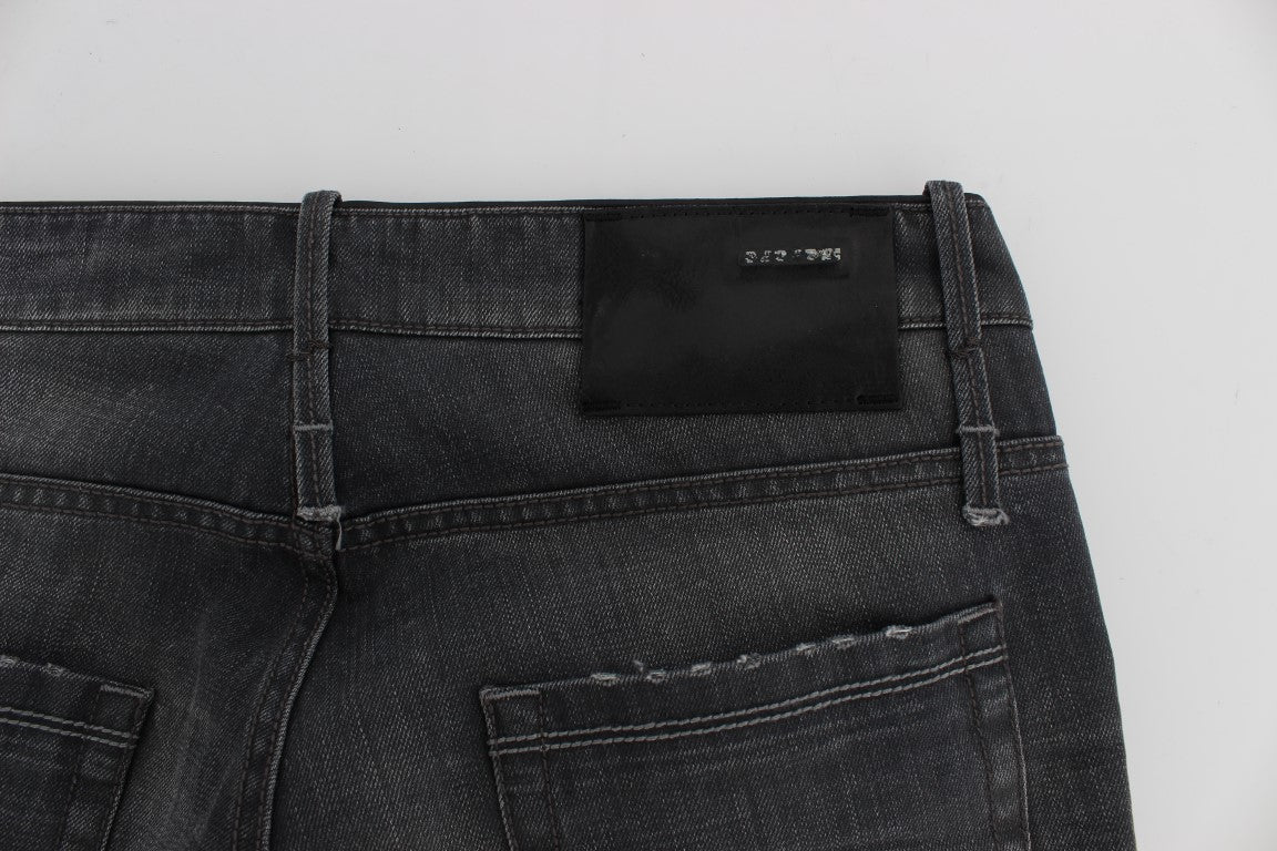 Acht Gray Cotton Regular Low Fit Jeans Acht