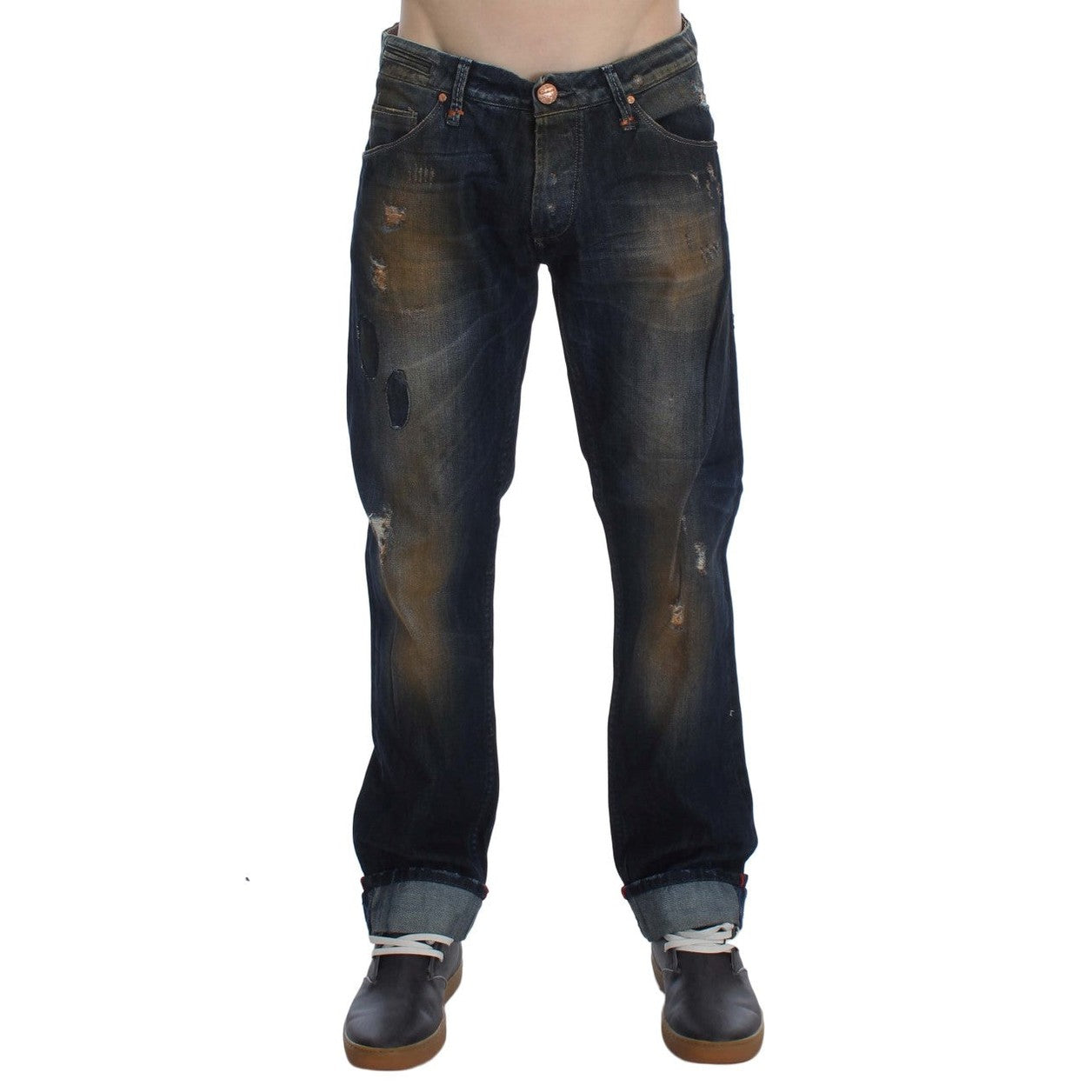 Acht Blue Wash Cotton Regular Straight Fit Jeans Acht