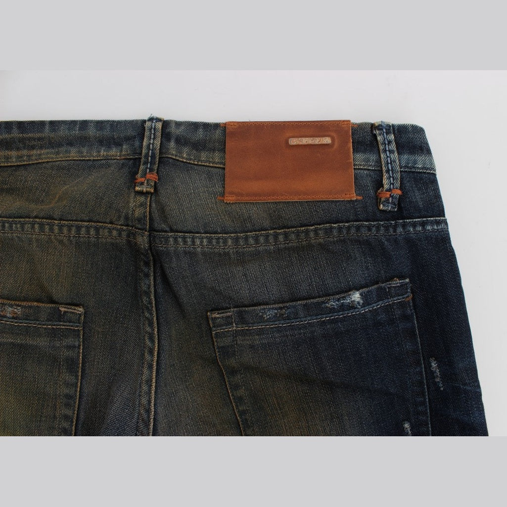 Acht Blue Wash Cotton Regular Straight Fit Jeans Acht