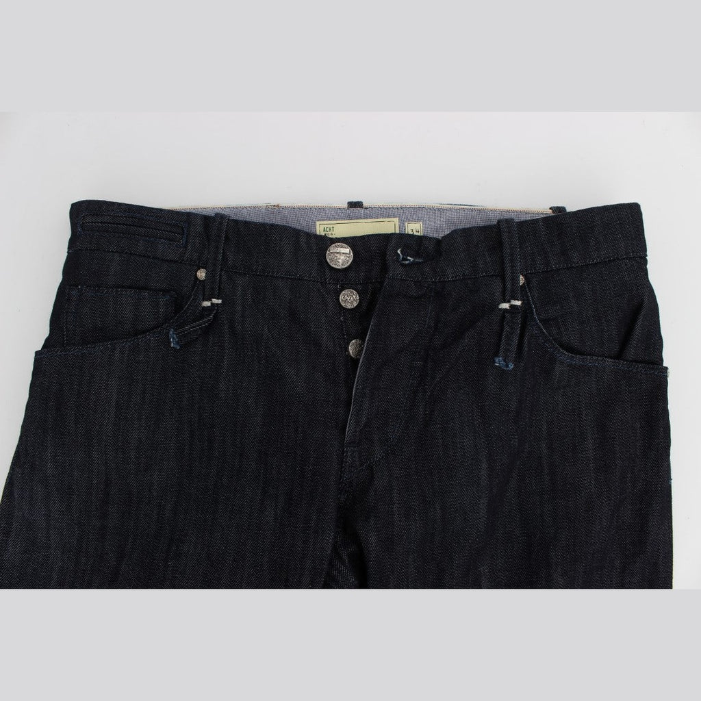 Acht Blue Cotton Regular Straight Fit Jeans