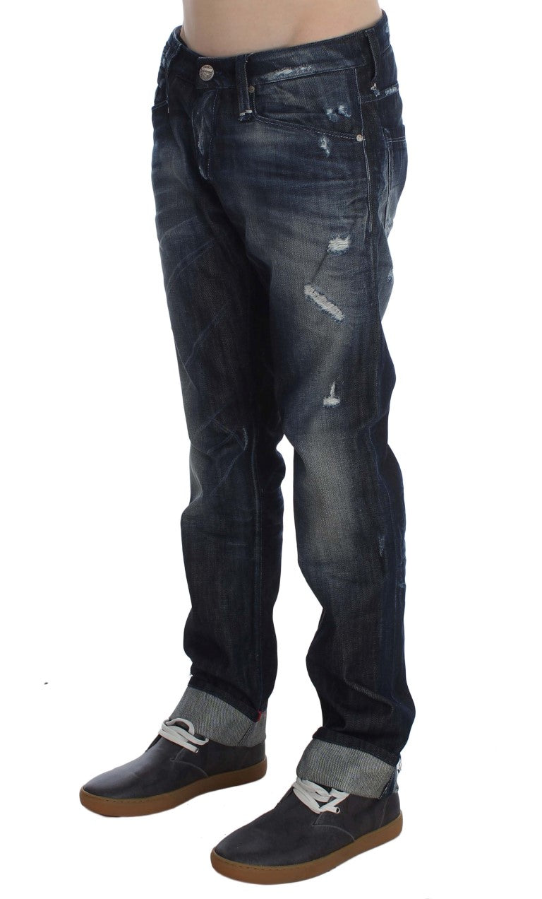 Acht Blue Cotton Regular Straight Fit Jeans Acht