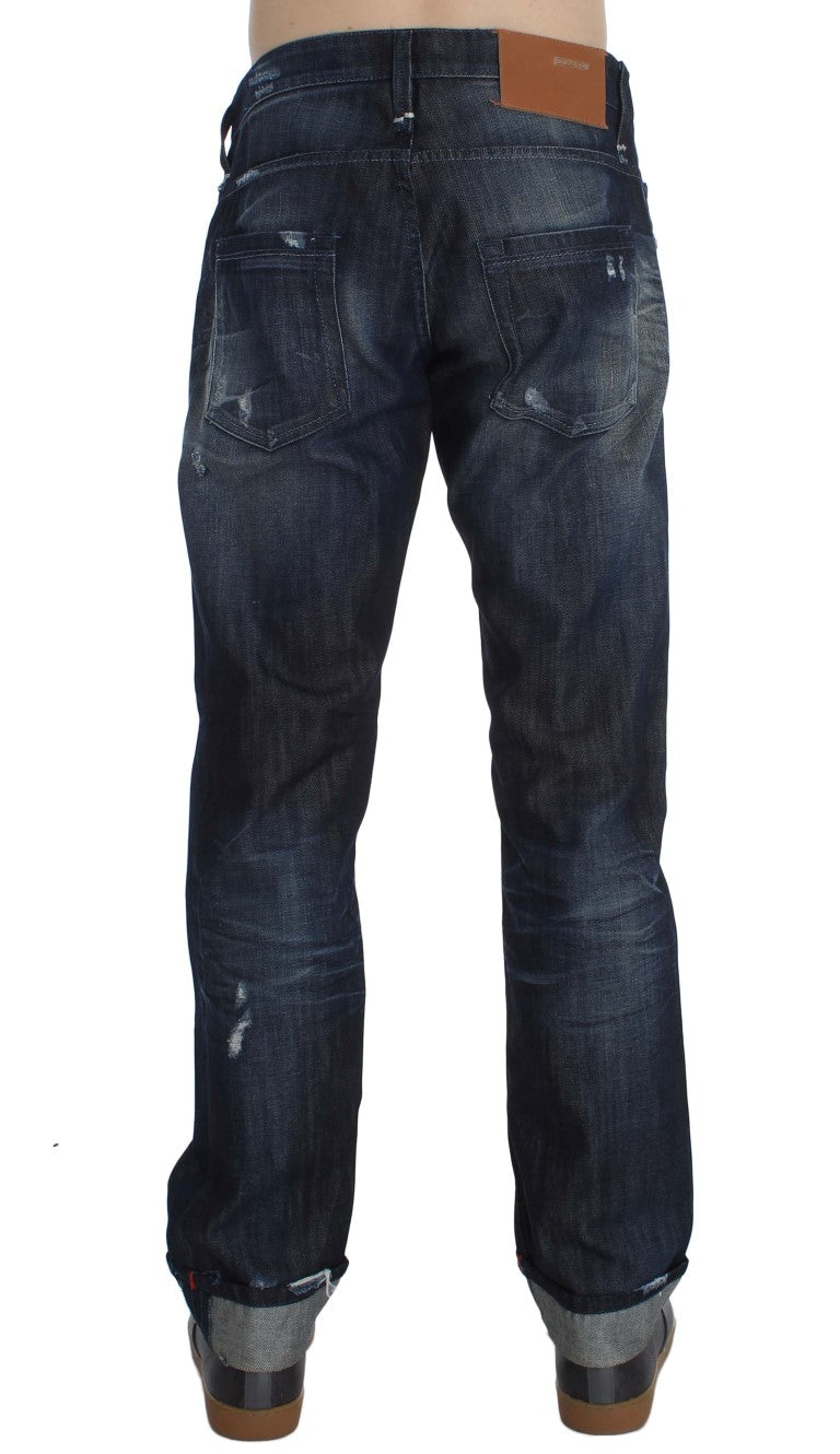 Acht Blue Cotton Regular Straight Fit Jeans Acht