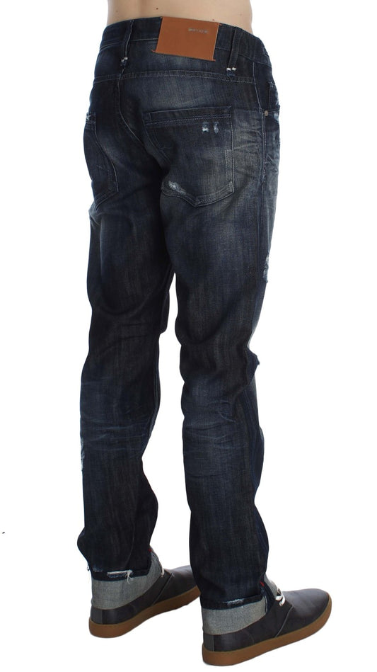 Acht Blue Cotton Regular Straight Fit Jeans Acht