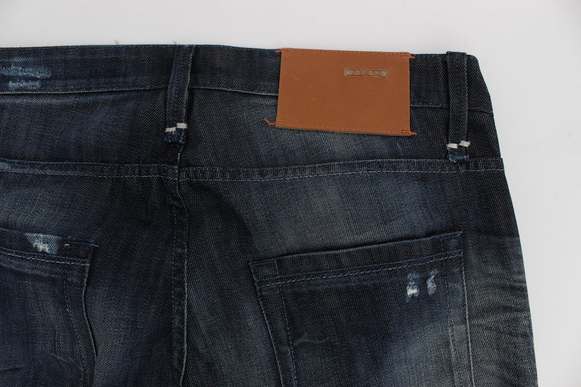 Acht Blue Cotton Regular Straight Fit Jeans Acht