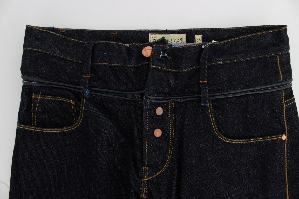 Acht Blue Cotton Regular Straight Fit Jeans Acht
