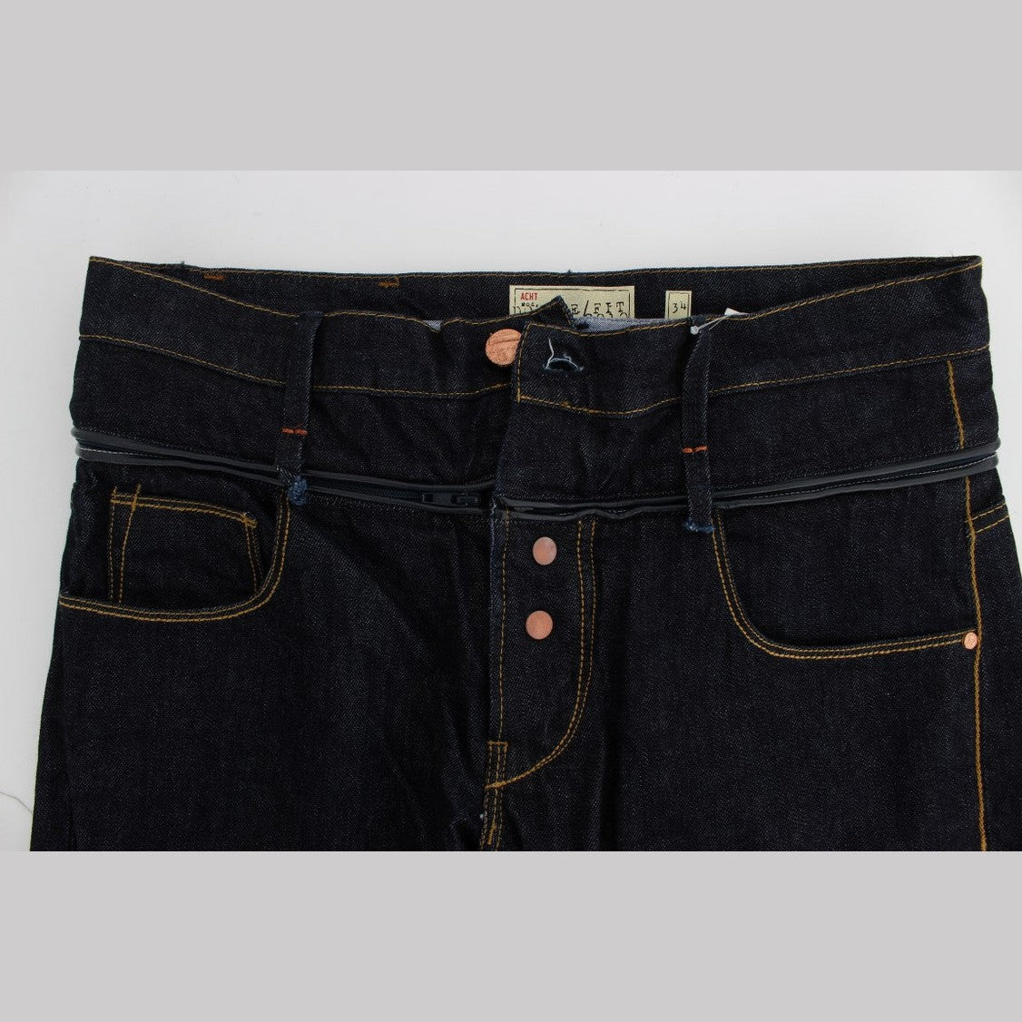Acht Blue Cotton Regular Straight Fit Jeans