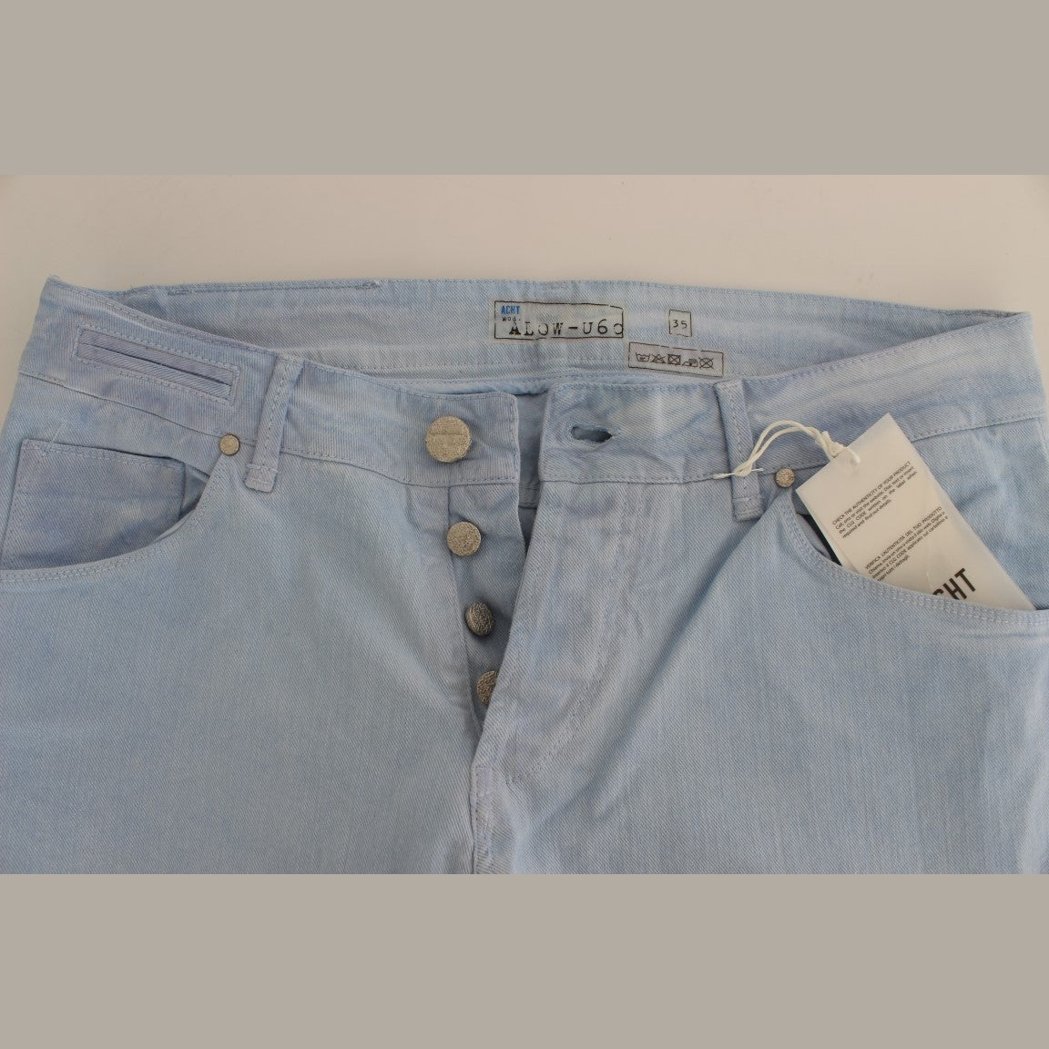 Acht Blue Cotton Stretch Low Waist Fit Jeans Acht