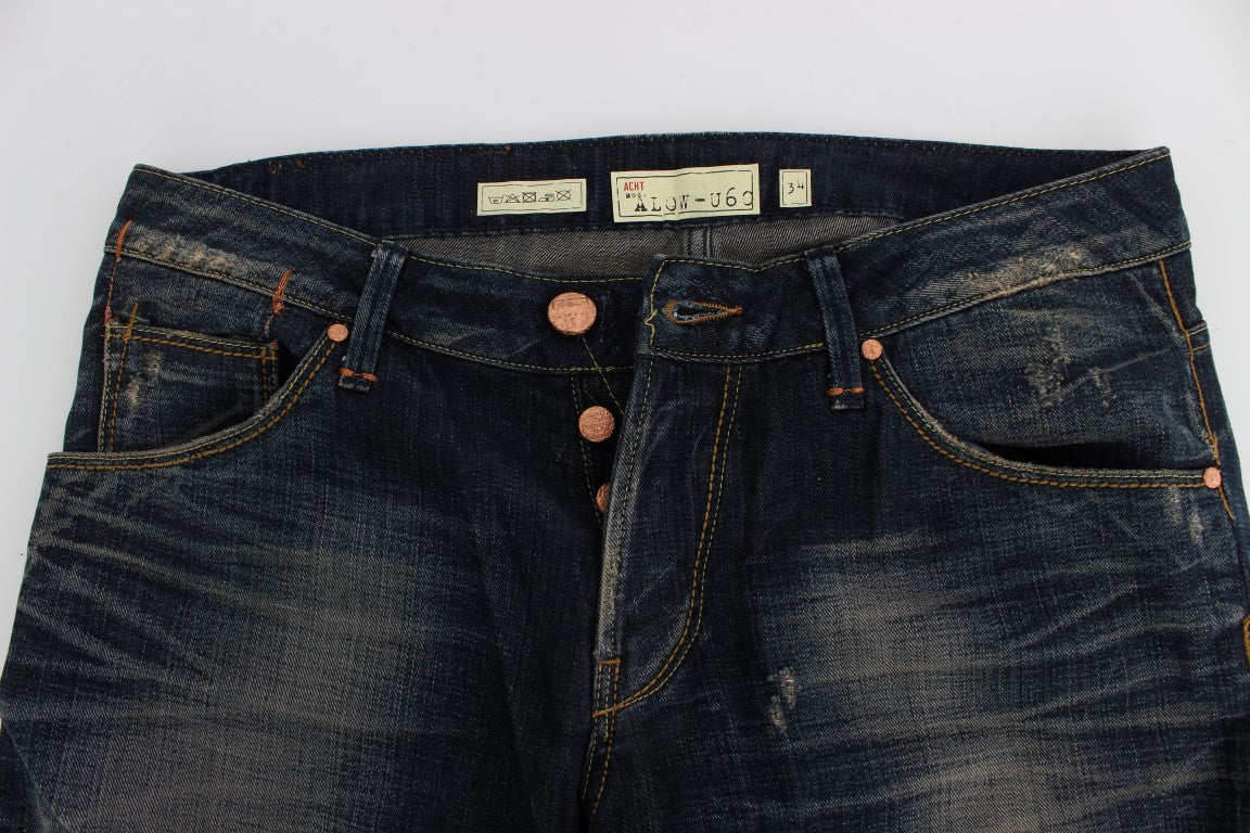 Acht Blue Wash Straight Fit Low Waist Jeans Acht