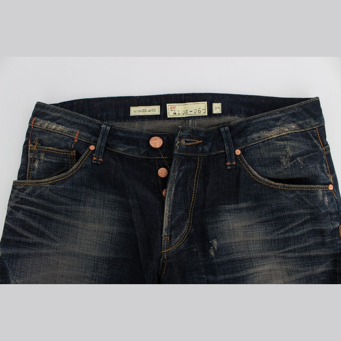 Acht Blue Wash Straight Fit Low Waist Jeans