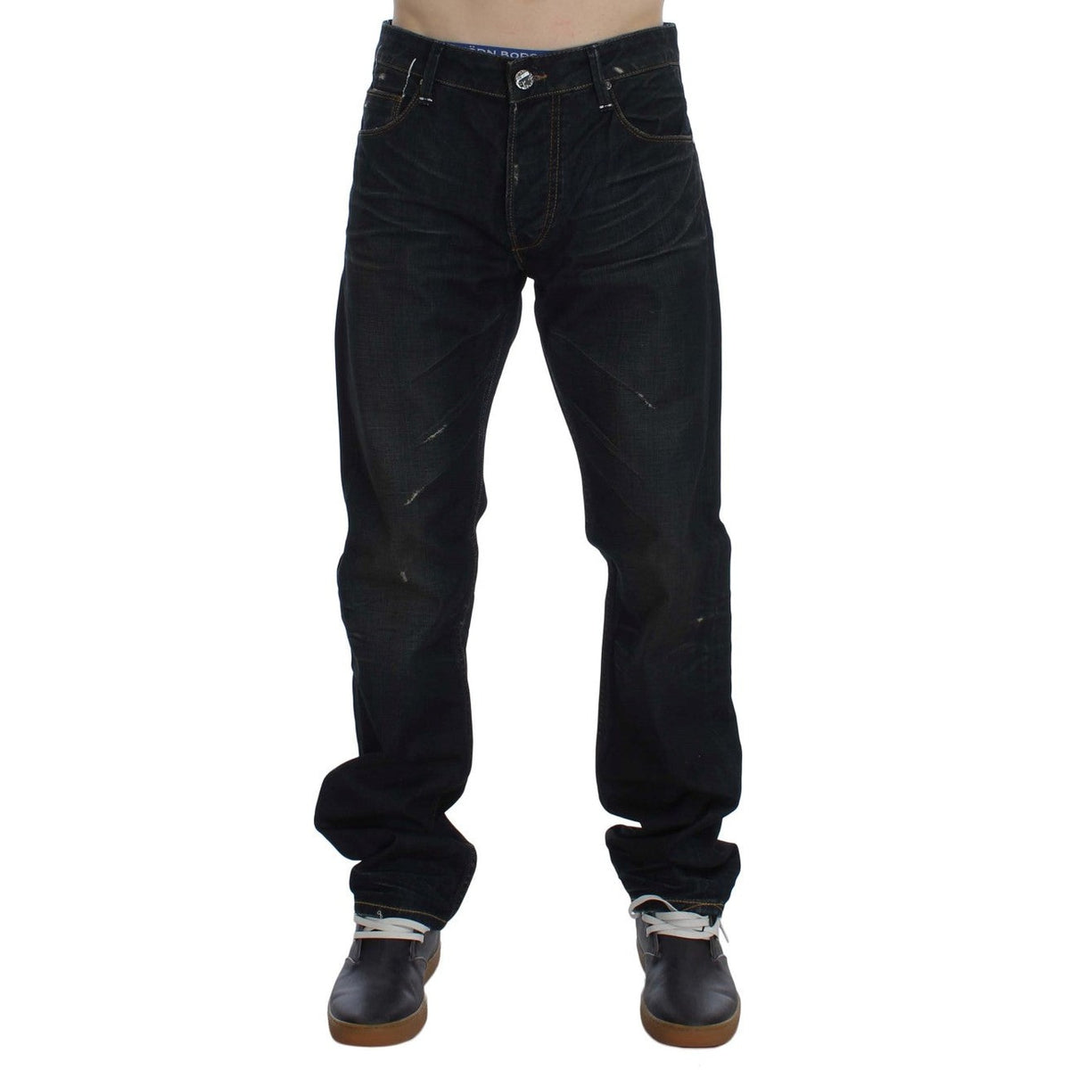Acht Blue Wash Cotton Denim Straight Fit Jeans
