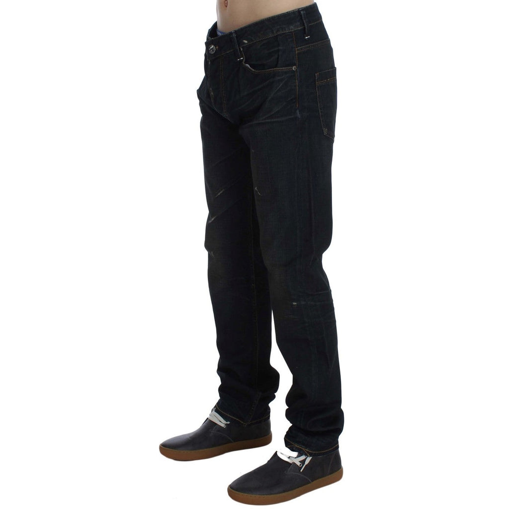Acht Blue Wash Cotton Denim Straight Fit Jeans