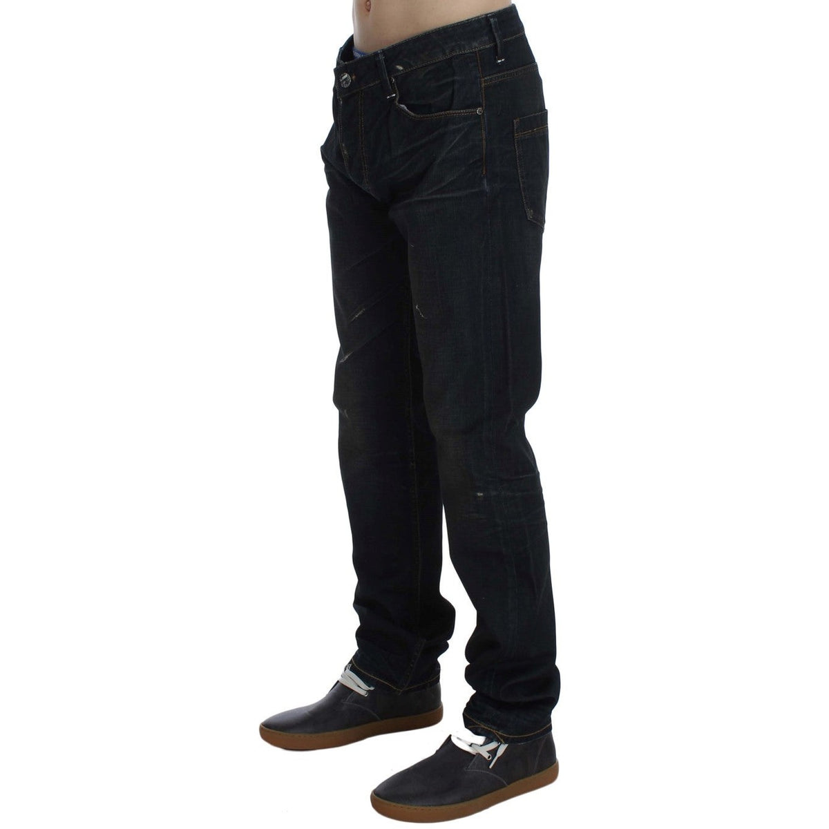 Acht Blue Wash Cotton Denim Straight Fit Jeans
