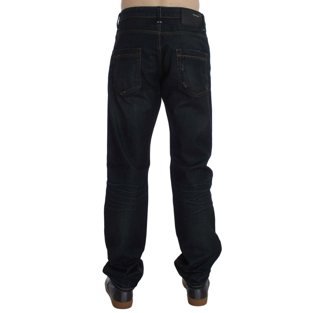 Acht Blue Wash Cotton Denim Straight Fit Jeans