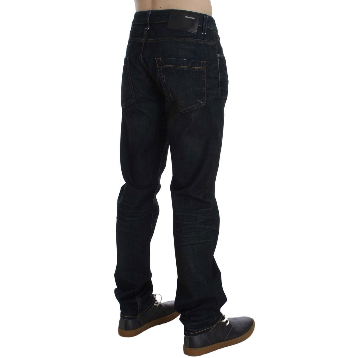 Acht Blue Wash Cotton Denim Straight Fit Jeans