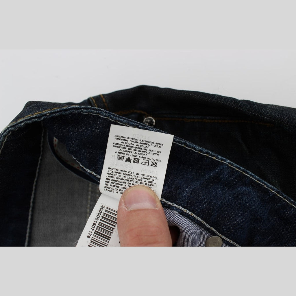 Acht Blue Wash Cotton Denim Straight Fit Jeans