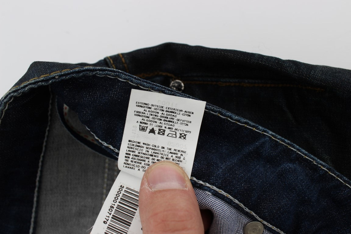 Acht Blue Wash Cotton Denim Straight Fit Jeans Acht