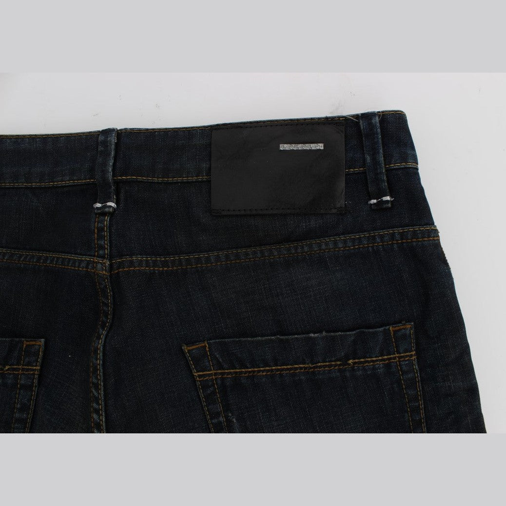 Acht Blue Wash Cotton Denim Straight Fit Jeans