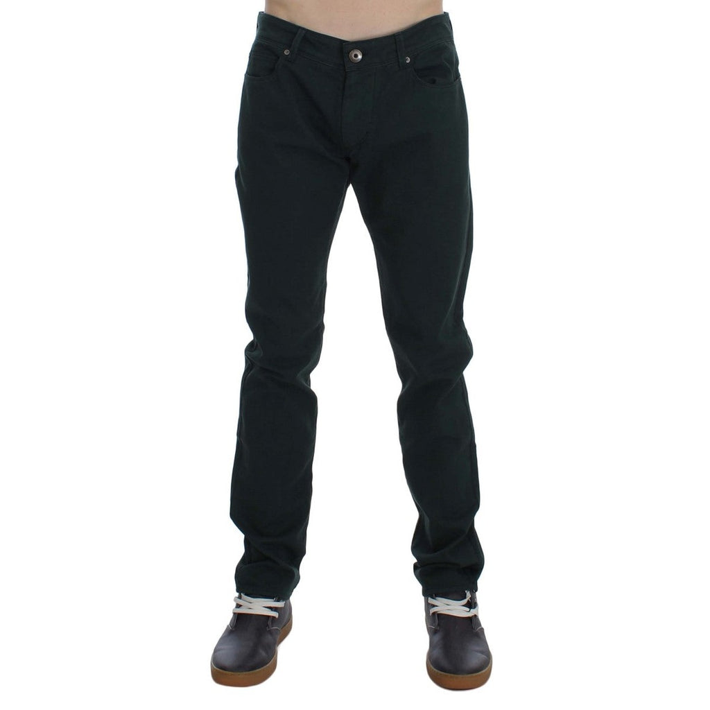 Ermanno Scervino Green Cotton Denim Stretch Straight Fit Jeans