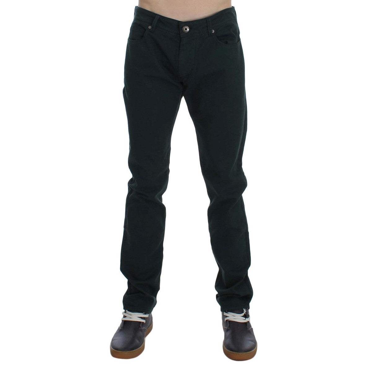 Ermanno Scervino Green Cotton Denim Stretch Straight Fit Jeans