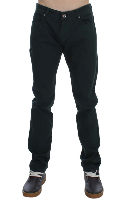 Ermanno Scervino Green Cotton Denim Stretch Straight Fit Jeans Ermanno Scervino