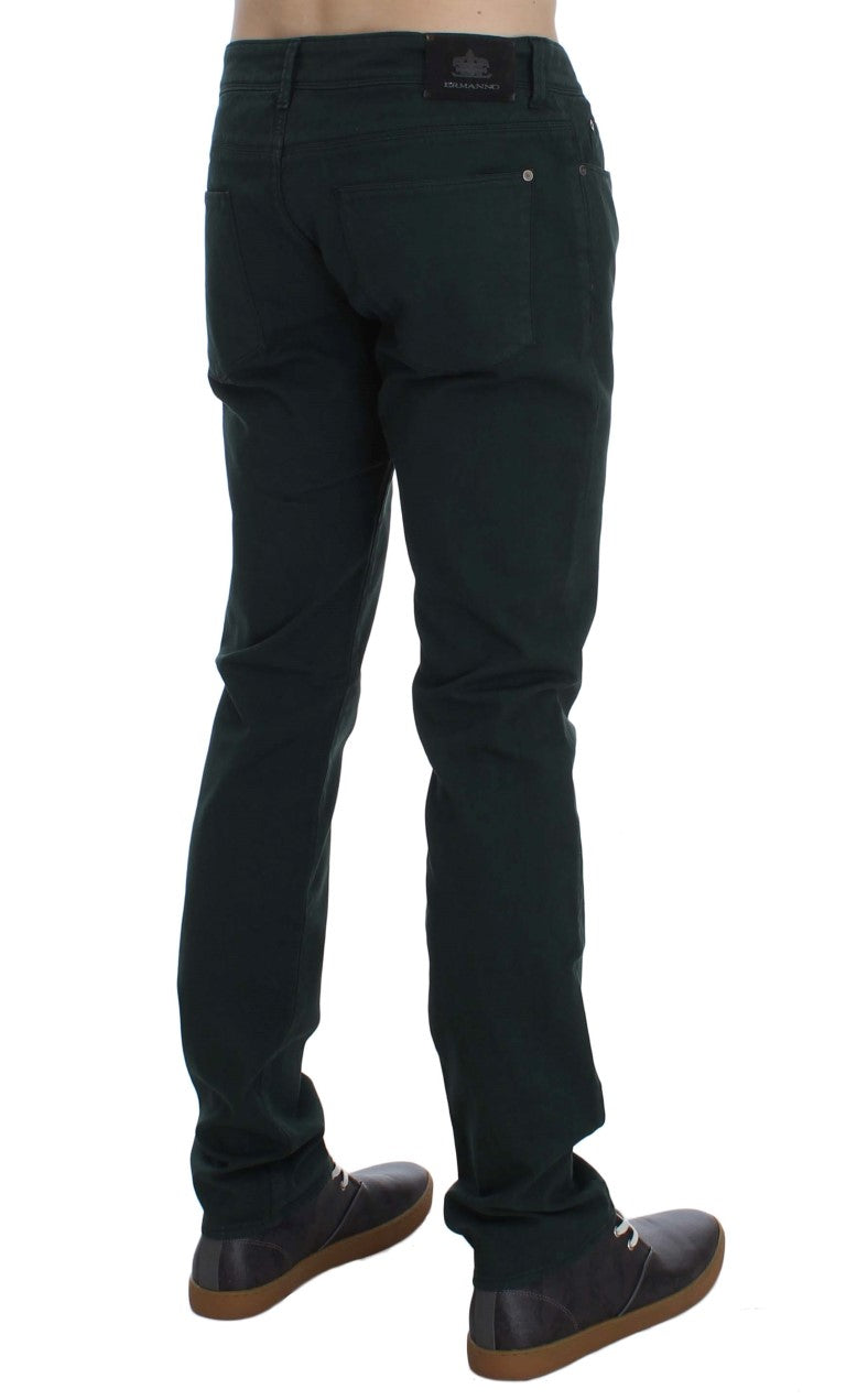 Ermanno Scervino Green Cotton Denim Stretch Straight Fit Jeans Ermanno Scervino
