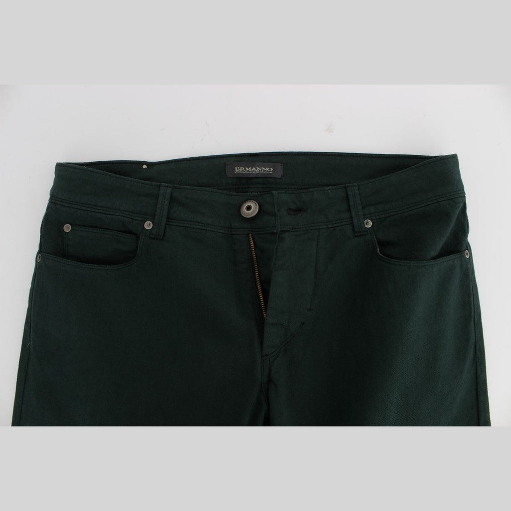 Ermanno Scervino Green Cotton Denim Stretch Straight Fit Jeans