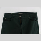 Ermanno Scervino Green Cotton Denim Stretch Straight Fit Jeans