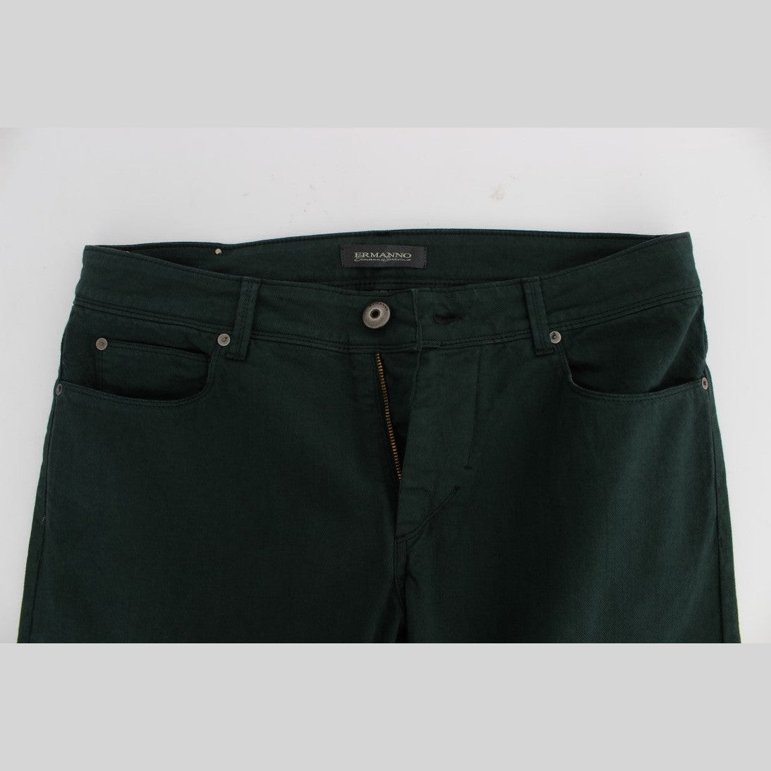 Ermanno Scervino Green Cotton Denim Stretch Straight Fit Jeans