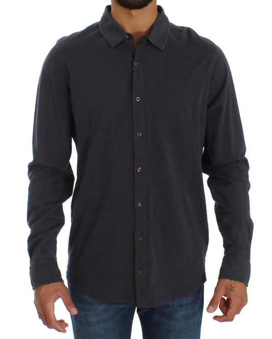 Alpha Massimo Rebecchi Gray Cotton Button Down Casual Shirt Alpha Massimo Rebecchi