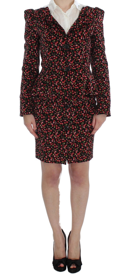 BENCIVENGA Black Multicolor Floral Suit BENCIVENGA