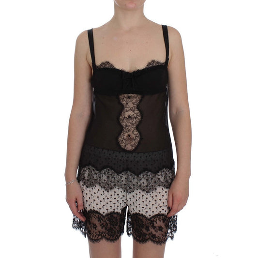 Dolce & Gabbana Black Silk Floral Lace Lingerie Top Dolce & Gabbana