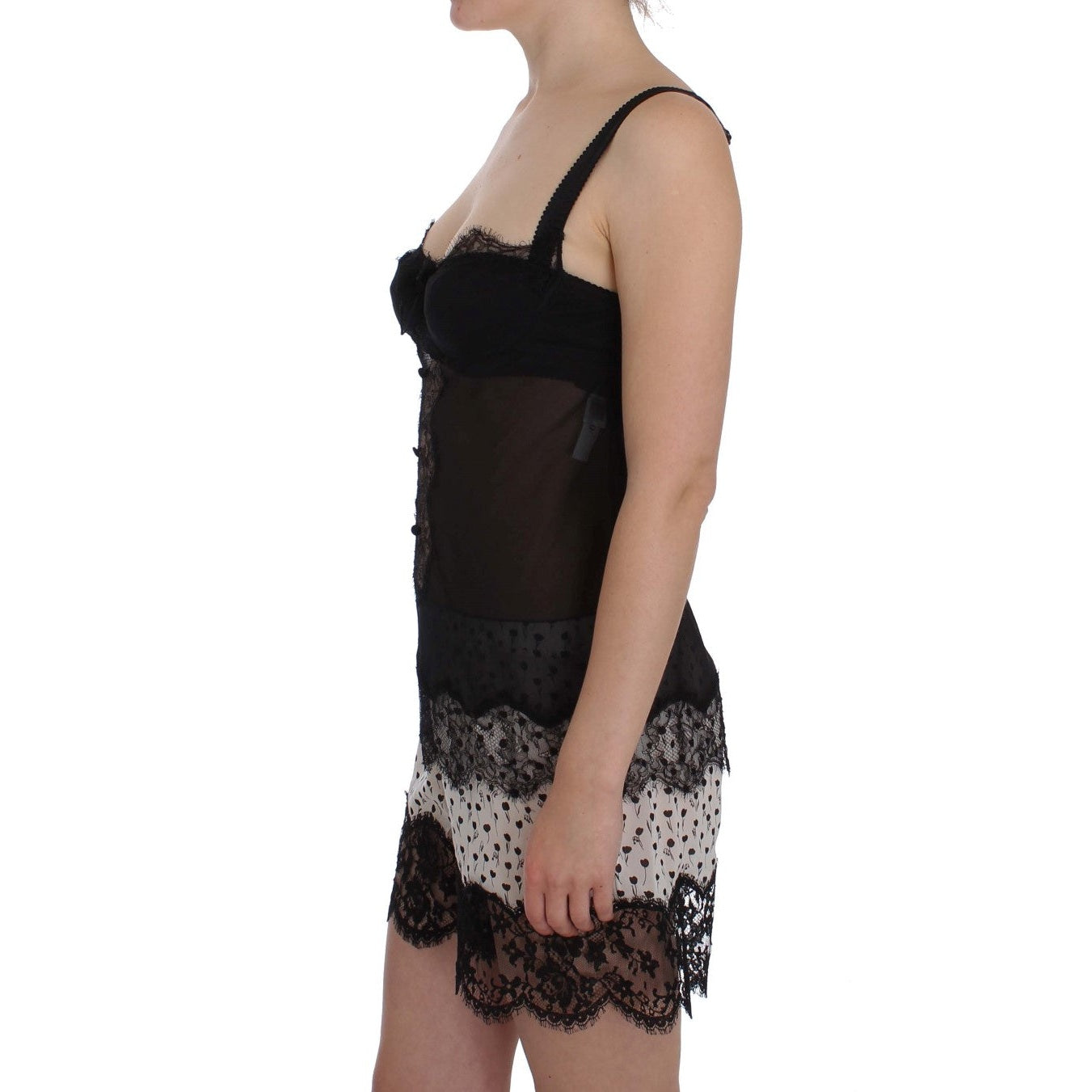 Dolce & Gabbana Black Silk Floral Lace Lingerie Top Dolce & Gabbana