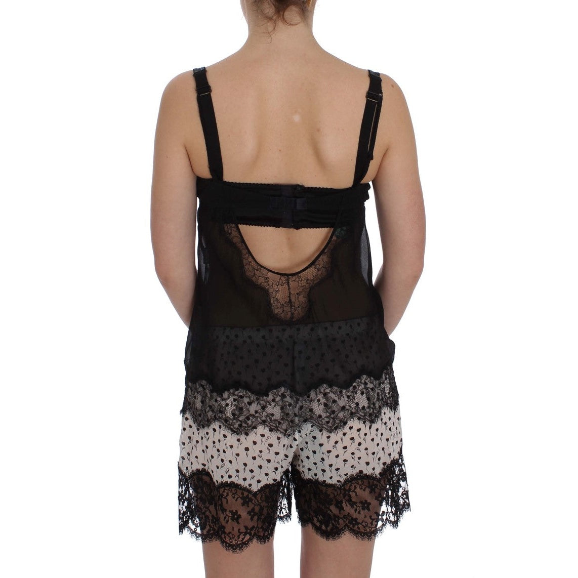 Dolce & Gabbana Black Silk Floral Lace Lingerie Top Dolce & Gabbana