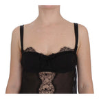 Dolce & Gabbana Black Silk Floral Lace Lingerie Top