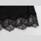 Dolce & Gabbana Black Silk Floral Lace Lingerie Top