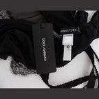 Dolce & Gabbana Black Silk Floral Lace Lingerie Top
