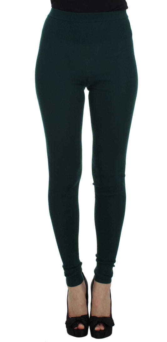 Dolce & Gabbana Green Cashmere Stretch Tights Pants Dolce & Gabbana