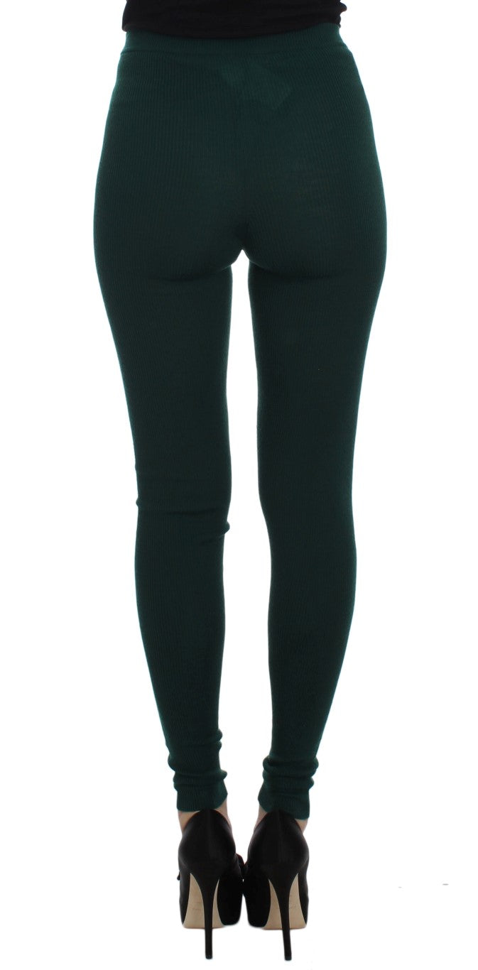 Dolce & Gabbana Green Cashmere Stretch Tights Pants Dolce & Gabbana