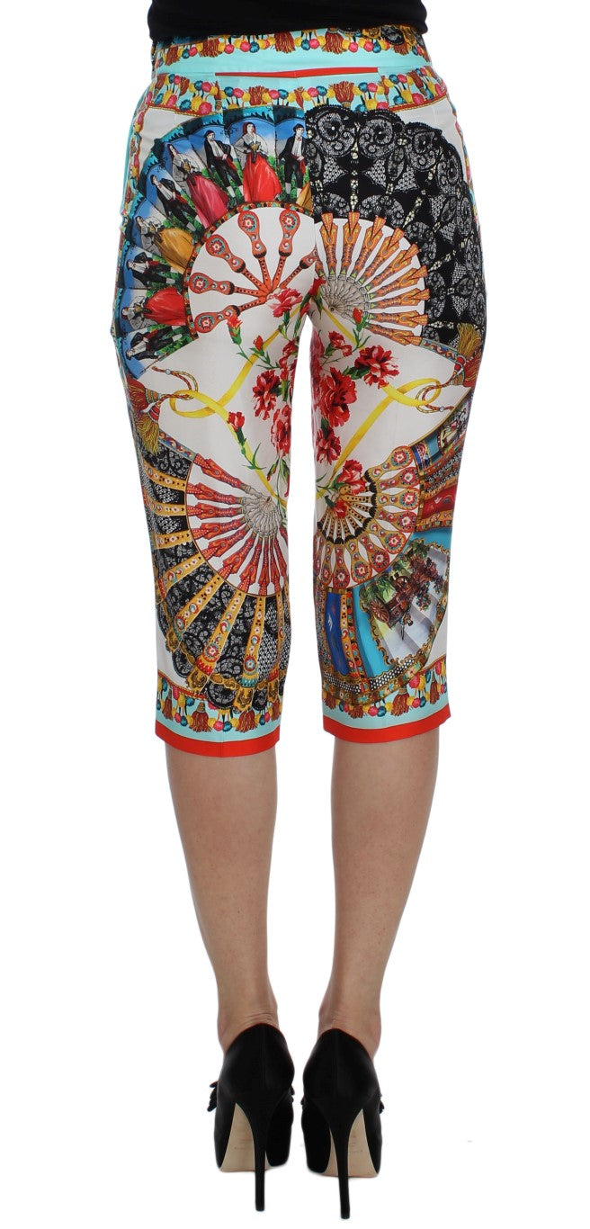 Dolce & Gabbana Multicolor Majolica Sicily Silk Pants Dolce & Gabbana